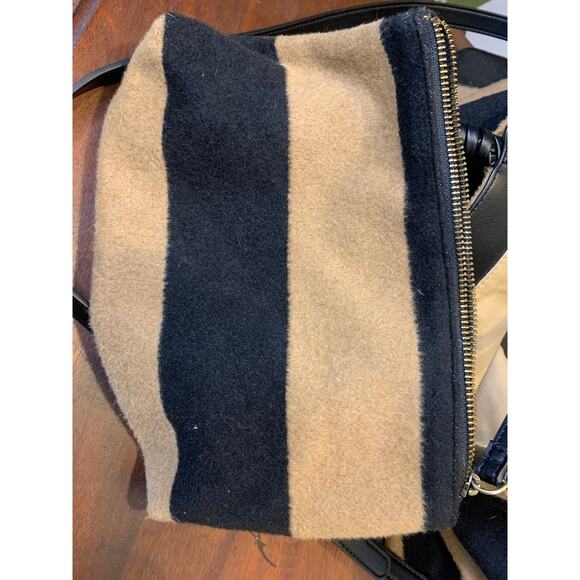 Anthropologie Striped Fuzzy Tote Bag  pouch included - Picture 6 of 13
